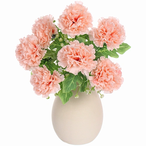 Искусственные цветы Букет гвоздик 35см 7 цветков персиковые_6