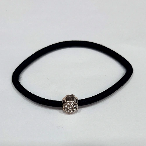 Резинка для волос в наборе 2шт "DesignPRO", цветочки, цвет черный / золото, d-5.5см