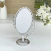 Зеркало настольное в пластиковой оправе "Версаль - Овал", цвет серебро, двухстороннее, 24.5см 