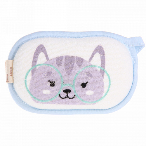 Губка для тела махровая детская "Happy baby - Котёнок Оливер" , 13*8,5 см (ZIP пакет)