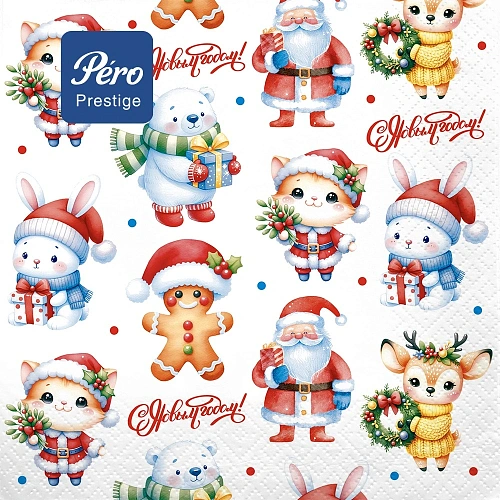 Салфетки бумажные 33*33 Pero Prestige Сказочные помощники, 3 слоя, 20л