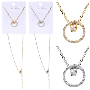 Подвеска из гиппоалергенного сплава со стразами "БЭЛЛА", цвет серебро и золото, d-20см/1,5см