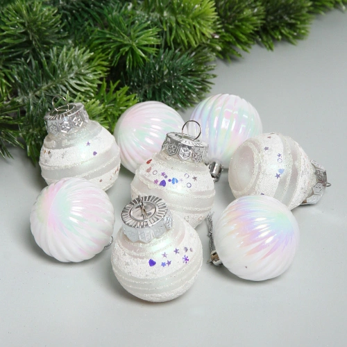 Набор шаров "Восхищение" 5 см (в наборе 8 шт), Белый, серебро