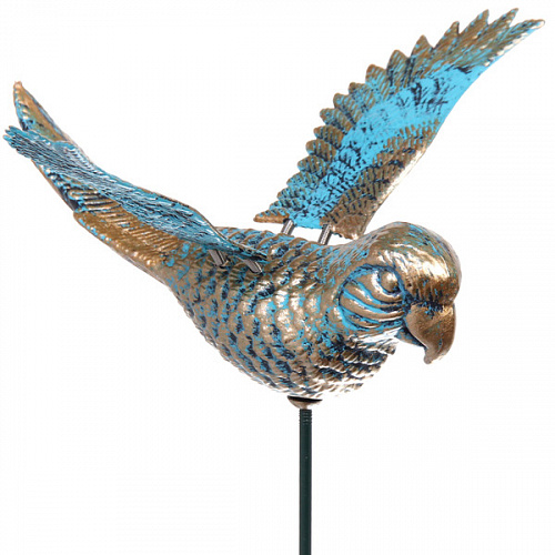Фигура на спице "Птичка Флавио" 60 см, Золото с голубым переливом