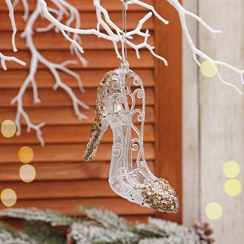 Подвеска "Туфелька принцессы" 12*9 см, Белый/Золотой блеск