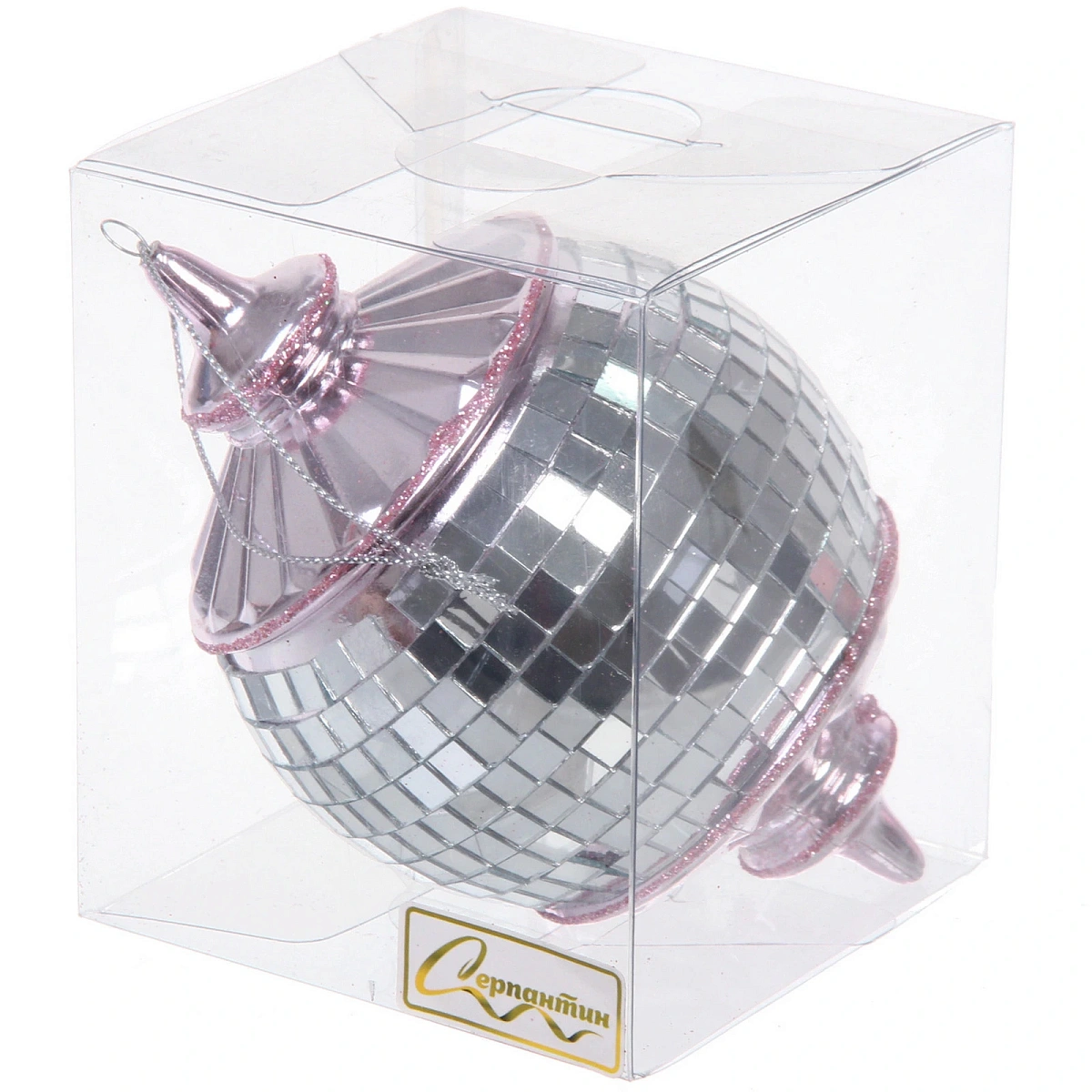 Елочная игрушка "Новогодняя дискотека" 8*8*13 см, розовый