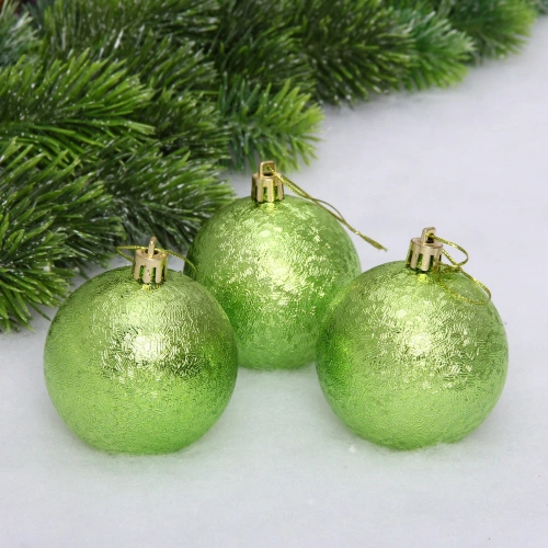 Новогодние шары 7см (набор 3шт) "Мягкий блеск", салатовый