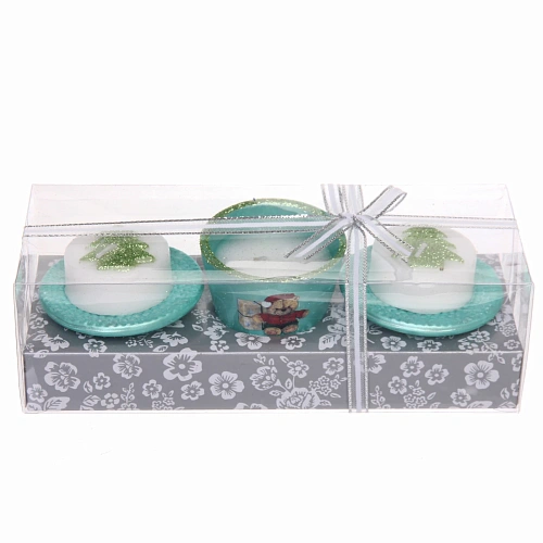 Свечи новогодние "Новогодние узоры" 22x8.3x7 см, зелёный