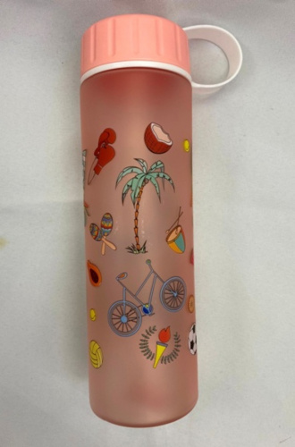 Бутылка питьевая пластиковая 650мл "Летние каникулы" матовая, микс цветов