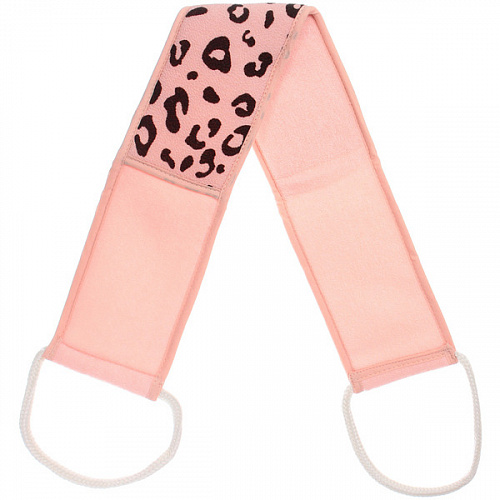 Мочалка для тела "Premium - LEOPARD", цвет розовый, 9*70см (ZIP пакет)