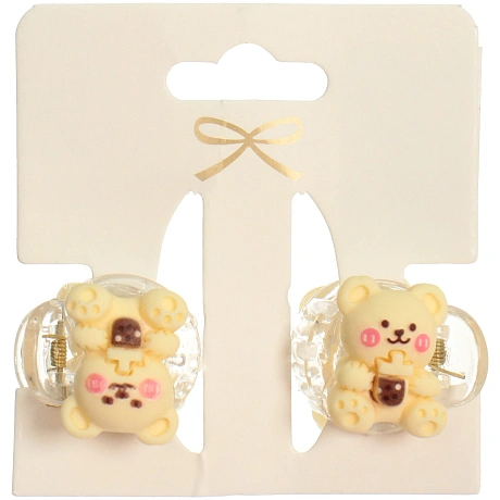 Заколки - крабы для волос детские 2шт на блистере "Chocolate Lolly", мишки, 2.2 см