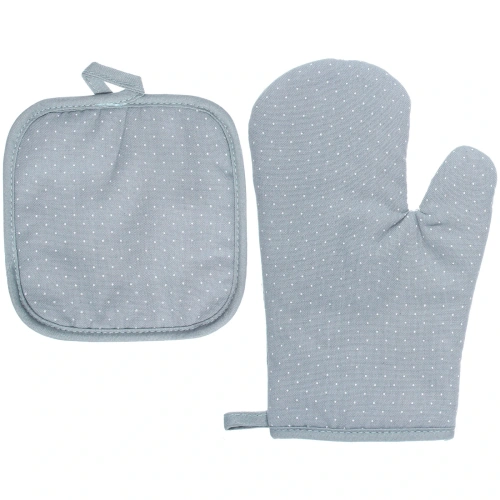 Прихватка в наборе с прихваткой-варежкой "IDEAL", цвет голубой, 25,5*17 см, 17*17 см