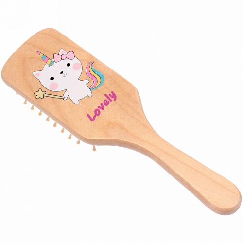 Расческа массажная детская "Baby brush" Kitty, цвет корич, 22*6,5см