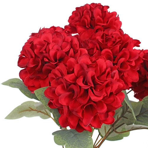 Искусственные цветы Букет гортензий 41см 7 цветков красные_5