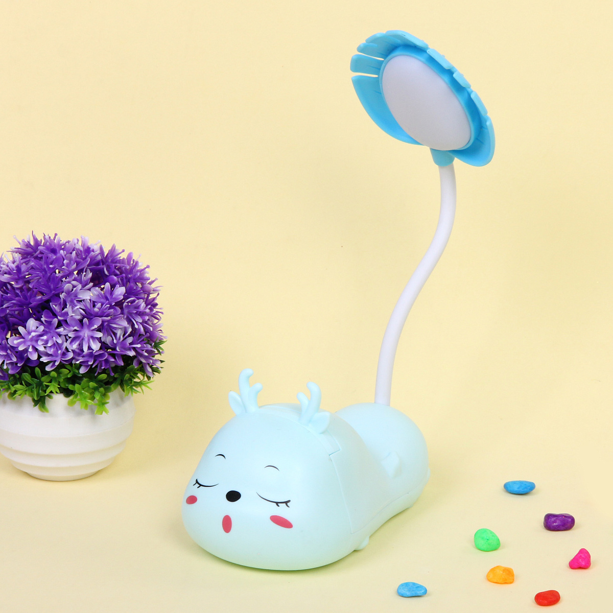 Настольная лампа "Sweet deer" 7.5*13.5*20 см LED, USB 0.6-3W, Голубой