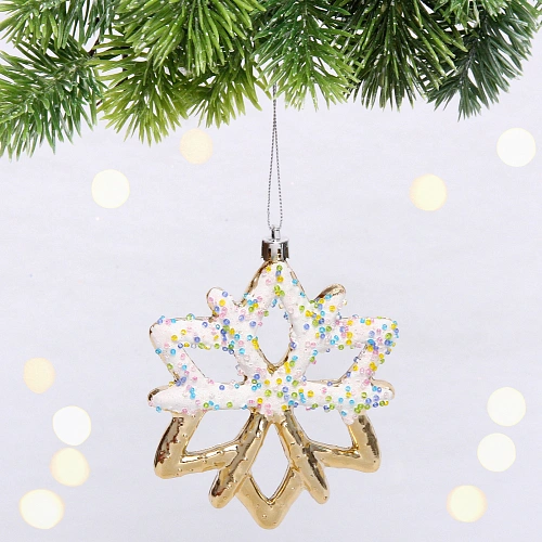 Елочная игрушка "Зимняя снежинка" 10*1*12 см, золото