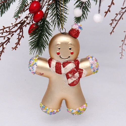 Ёлочная игрушка "Пряничный человек" 9*2*12,5 см, красный