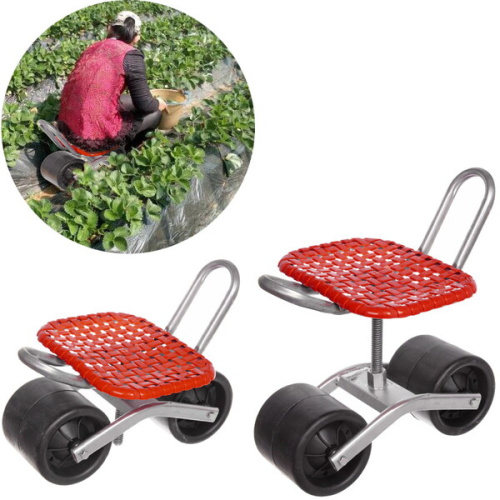 Стул садовый на колесах для прополки и работы в саду 35*47*14см с поворотным механизмом(360°), цвет красный