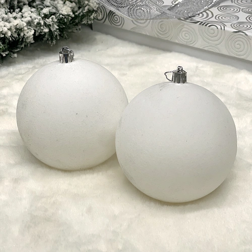 Набор шаров VELOUR "Нежный бархат" 10 см (набор 2 шт), Белый