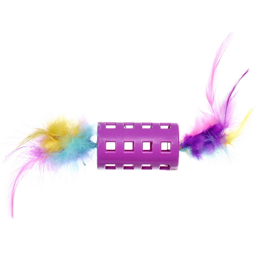 Игрушка для кошек валик "МУРОЧКИН", цвет фиолетовый, с бубенчиком, 5,8*3,5см