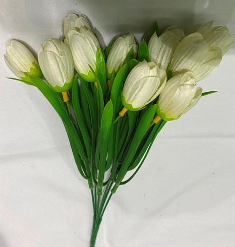 Искусственные цветы "Весеннее настроение" Тюльпаны 30см цвет белый