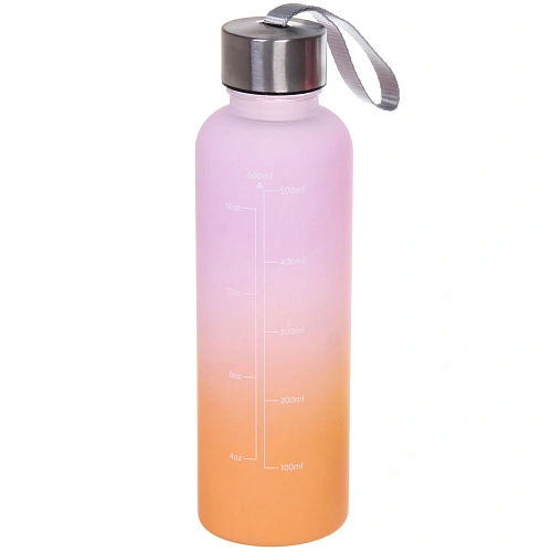 Бутылка питьевая пластиковая 600мл Градиент, микс цветов_5