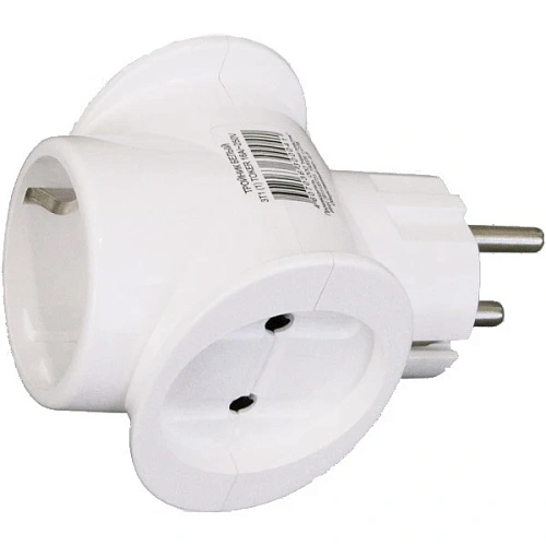 Тройник Toker 3T1 16A с/з, белый (50)