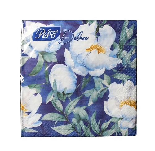 Салфетки бумажные 33*33 GrandPero Deluxe Цветочный сон, 3 сл 20 л 
