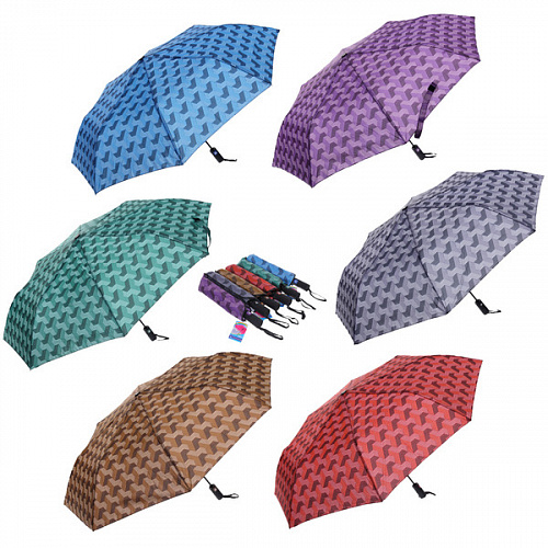 Зонт женский полуавтомат "Витраж", микс 6 цветов, 8 спиц, d-100см, длина в слож. виде 30см