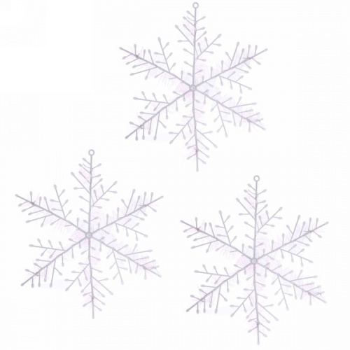 Украшение новогоднее "Снежинка" 21 см (набор 3 шт), Белый