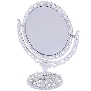 Зеркало настольное в пластиковой оправе "Версаль - Круг", цвет серебро, двухстороннее, 22см