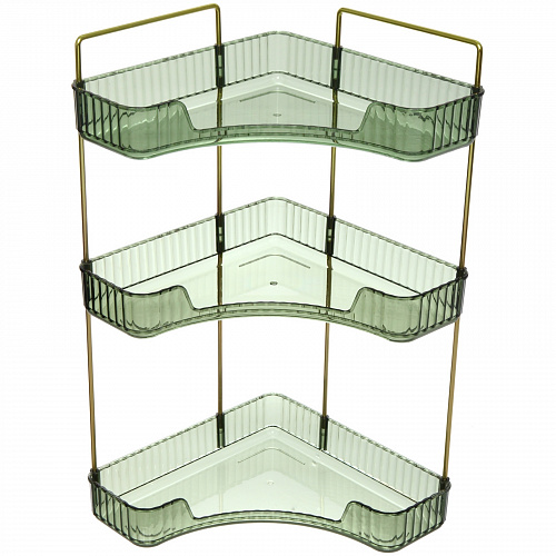 Полка для ванны угловая тройная "Фреш", зеленая 25,7х44,5х25,7см