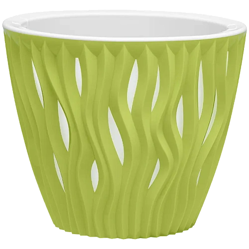 Кашпо для цветов пластиковое 1,6л d-16см "Вдохновение" Фисташковый