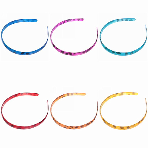 Ободок для волос пластиковый "Province - Kira", леопард, микс 6 цветов, 1,2см