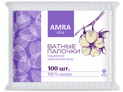 Ватные палочки AMRA 100шт пакет