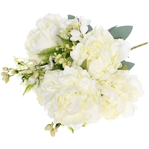Искусственные цветы "Пионовое наслаждение" 46см 5 цветков белые