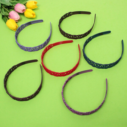 Ободок для волос пластиковый Province - Emily, вензеля, микс 6 цветов, 2,5 см_3