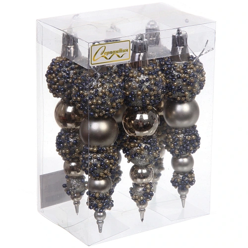 Набор украшений SHINE Fairy tale 14 см (6 шт), champagne silver_5