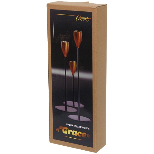 Подсвечники GRACE 22 2732 см (набор 3 шт), Черный_4
