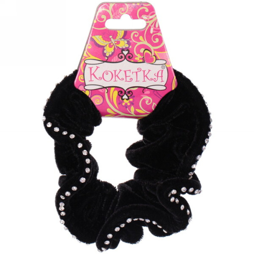 Резинка для волос 1шт "Кокетка - Your Radiance", цвет черный, кайма из страз, d-12см 