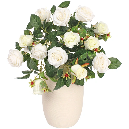 Искусственные цветы Розовая фантазия 48см 13 цветков белые_6