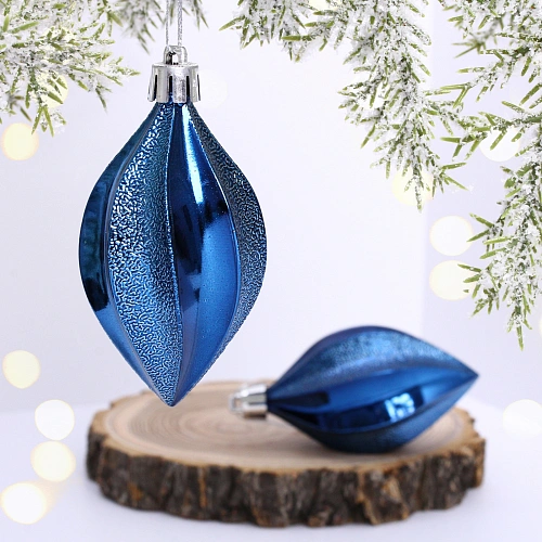 Ёлочные игрушки "Таинственное очарование" Капля 8 см (набор 2шт), сапфир