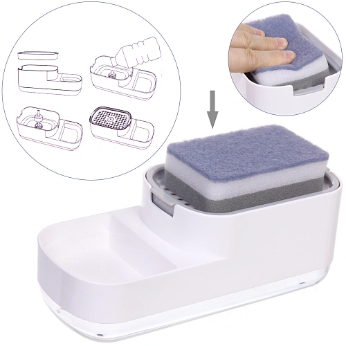 Подставка под губку с дозатором 600мл 22,9х10,8х8,5 1862