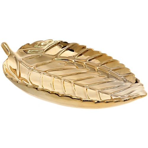 Подставка керамическая GOLD Podarok, листок, цвет золото, 20,513см (упаковка индив пленка)_2