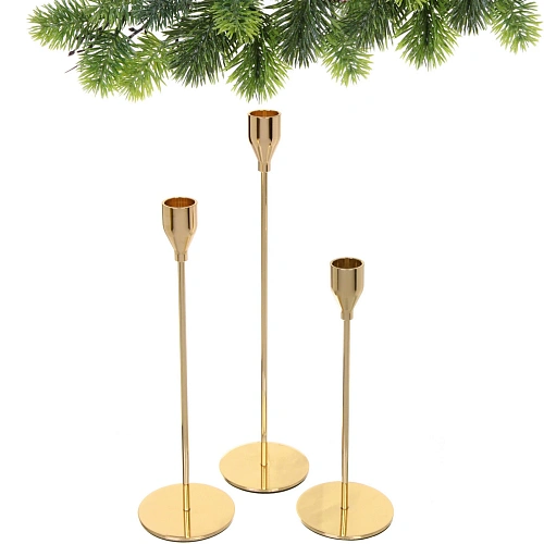 Подсвечники SUNSHINE 22 2732 см (набор 3 шт), Золото_3