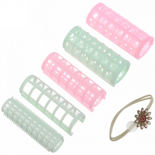 Бигуди в наборе 4шт с резинкой для волос "Beauty Room", цвет розовый и мятный, 7см.