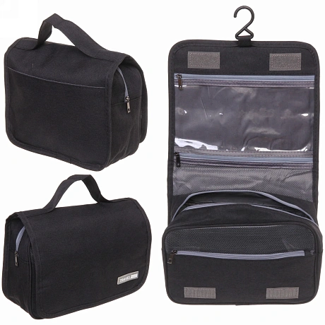 Косметичка - органайзер "Classic", цвет черный, в склад. виде 20*24*9, в расклад. виде 42*24*9см (несессер)