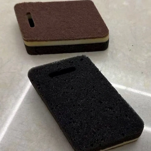 Губка для посуды трехслойная 12*8*3,5 см. набор 2 шт