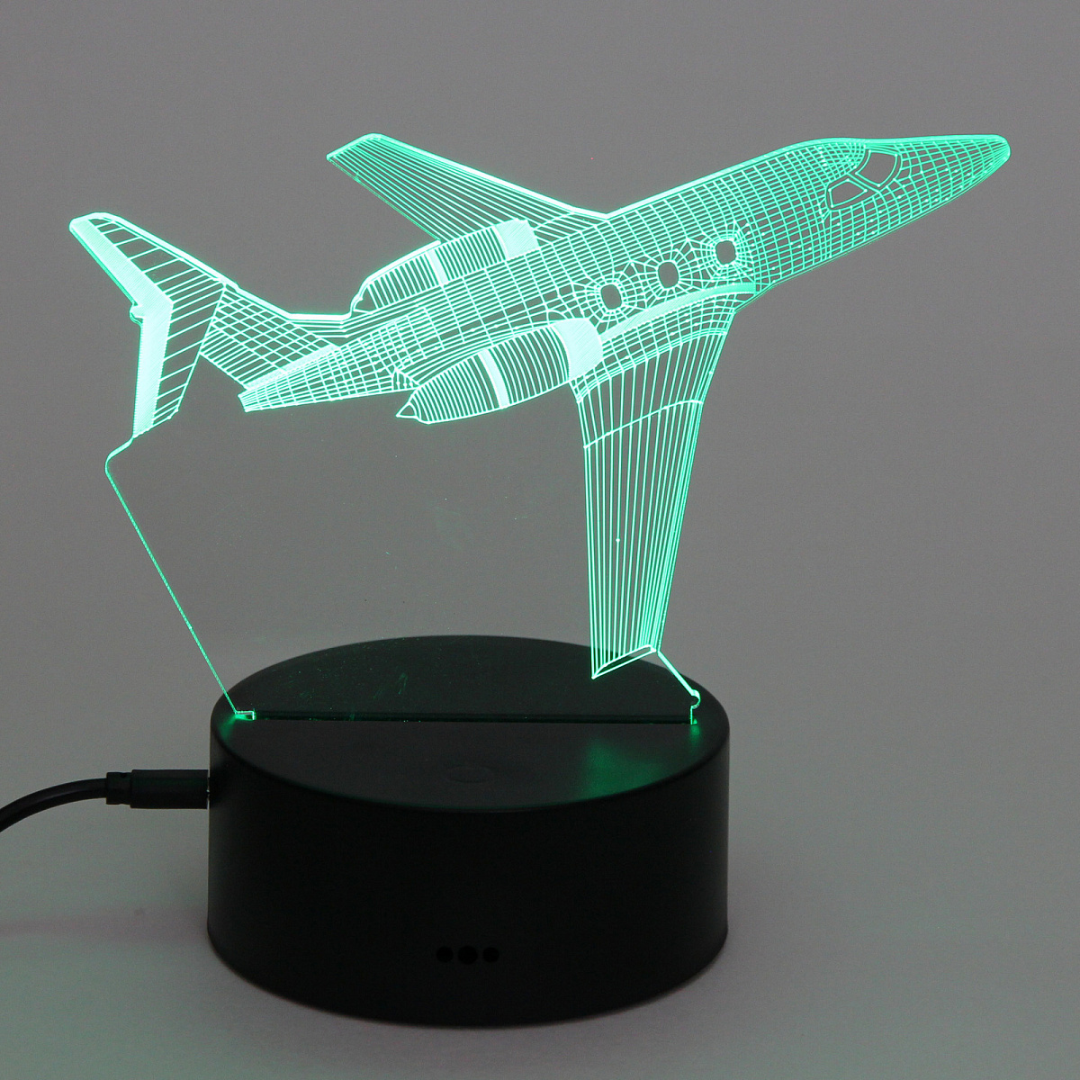 Светильник ночник "3D-Самолёт" на пластиковой подставке, с включателем USB