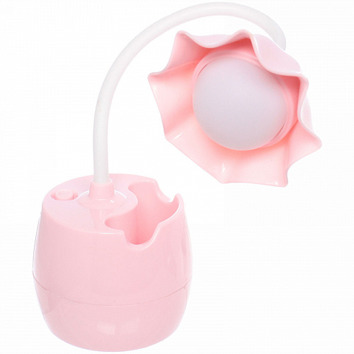 Настольная лампа "Marmalade-Цветок" LED 32*8*8см с подстаканником и держателем для телефона, USB 3.w 5v, Розовый